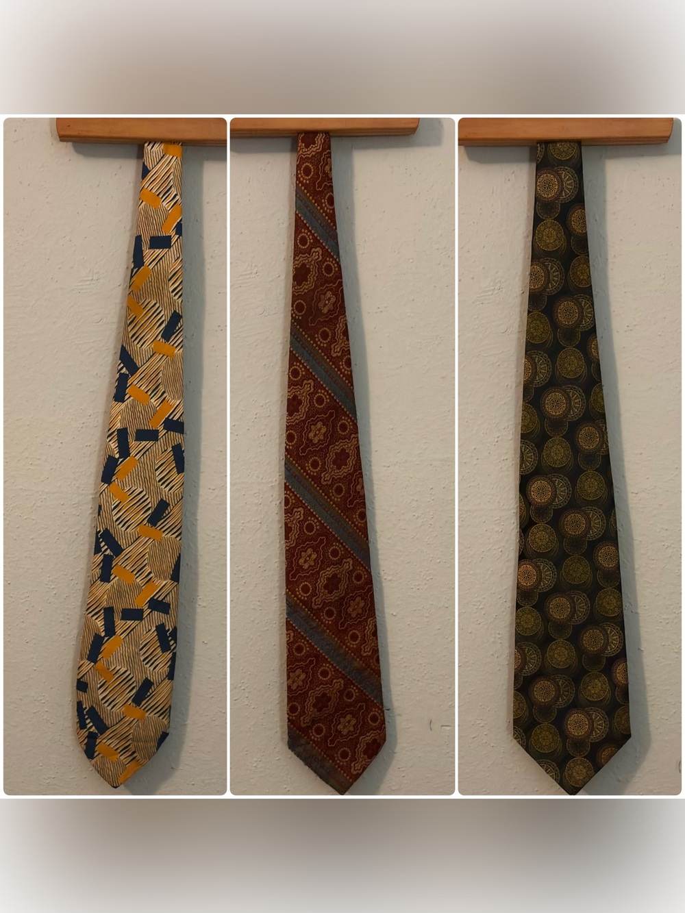 [AS-IS] Vintage Designer Silk Tie Trio | Project/Repair Bundle